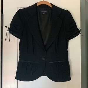 Banana REP Black Short-Sleeve Satin Trim Blazer